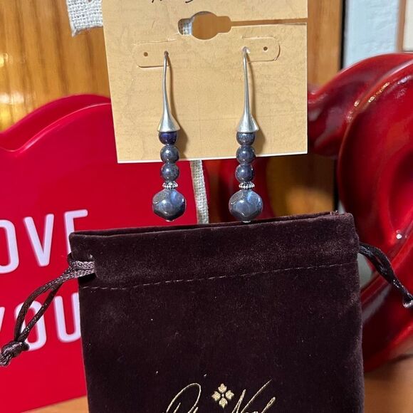 `NWT Patricia Nash Silver and Blue Fishhook Drop Earrings #PNER - Picture 4 of 4